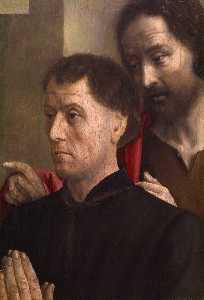 Hugo Van Der Goes - Portrait of a Man of Prayer with St. John the Baptist