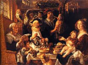 Jacob Jordaens - As the Old Sang, So the young Pipe