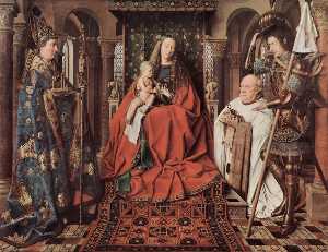 Jan Van Eyck - Madonna and Child with Canon Joris van der Paele