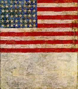 Jasper Johns - Flag above White with Collage