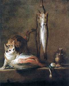 Jean-Baptiste Simeon Chardin - Still Life with Cat and Fish