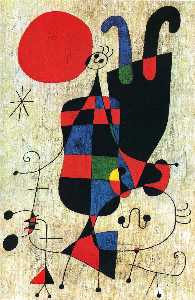 Joan Miró - Figures and Dog in Front of the Sun