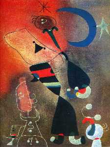 Joan Miró - Woman and Bird in the Moonlight