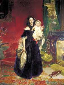 Karl Pavlovich Bryullov - Portrait of M. A. Beck and Her Daughter M.I. Beck