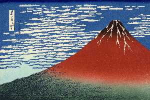 Katsushika Hokusai - Fuji, Mountains in clear Weather (Red Fuji)