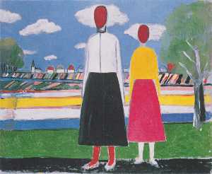 Kazimir Severinovich Malevich - Two Figures in a Landscape