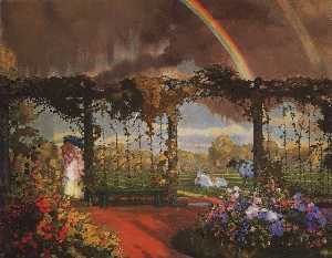 Konstantin Somov - Landscape with a Rainbow