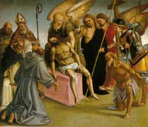 Luca Signorelli - Lamentation over the Dead Christ with Angels and Saints