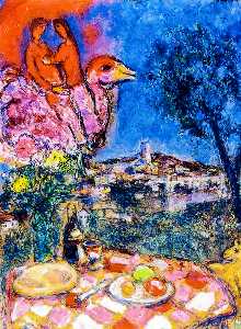Marc Chagall - Laid Table with View of Saint-Paul de Vance