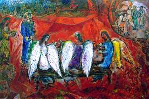 Marc Chagall - Abraham and three Angels