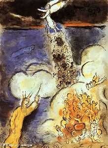 Marc Chagall - Moses calls the waters down upon the Egyptian army