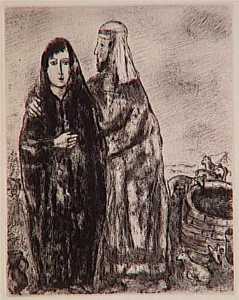 Marc Chagall - Meeting of Jacob and Rachel at the well (Genesis XXIX, 7, 10)
