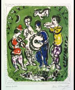 Marc Chagall - Musicians on a green background
