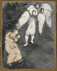 Marc Chagall - Abraham prostrated himself front of three angels