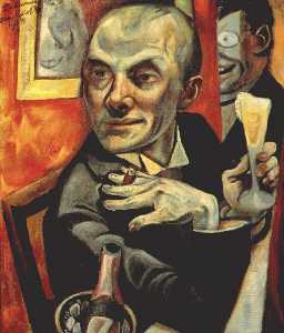 Max Beckmann - Self-portrait with champagne glass