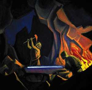 Nicholas Roerich - Forging the sword (Nibelung)