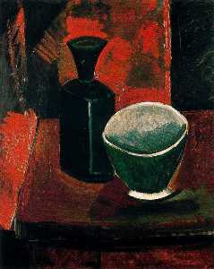 Pablo Picasso - Green Pan and Black Bottle