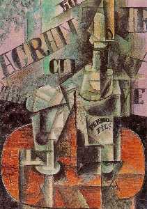 Pablo Picasso - Table in a Cafe (Bottle of Pernod)