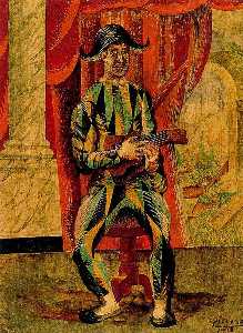 Pablo Picasso - Harlequin with guitar