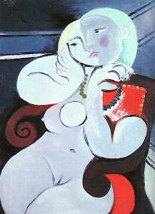 Pablo Picasso - Female nude sitting in red armchair