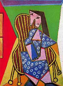 Pablo Picasso - Woman in striped armchair
