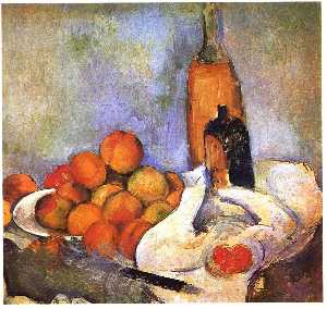 Paul Cezanne - Still life with bottles and apples