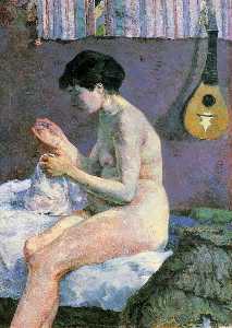 Paul Gauguin - Suzanne Sewing - Study of a Nude