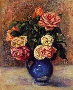 Pierre-Auguste Renoir - Roses in a Blue Vase