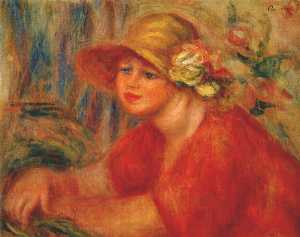 Pierre-Auguste Renoir - Woman in a hat with flowers