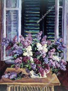 Pyotr Konchalovsky - Still Life. Lilac against the green shutters.