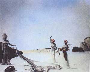 Salvador Dali - Three Women with Heads of Flowers Finding the Skin of A