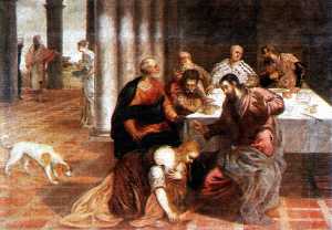 Tintoretto (Jacopo Comin) - Christ in the house of the Pharisee