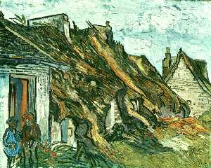 Vincent Van Gogh - Thatched Cottages in Chaponval, Auvers-sur-Oise