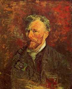 Vincent Van Gogh - Self-Portrait with Pipe and Glass