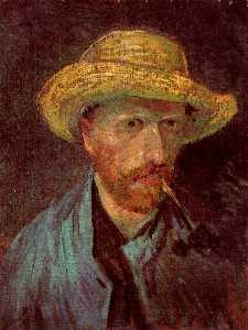 Vincent Van Gogh - Self-Portrait with Straw Hat and Pipe