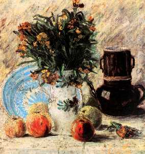 Vincent Van Gogh - Vase with Flowers, Coffeepot and Fruit