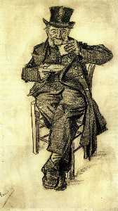 Vincent Van Gogh - Orphan Man with Top Hat, Drinking Coffee