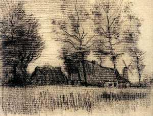 Vincent Van Gogh - Landscape with Cottages and a Mill