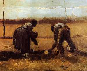 Vincent Van Gogh - Peasant Man and Woman Planting Potatoes