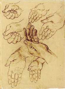 Vincent Van Gogh - Study Sheet with Seven Hands