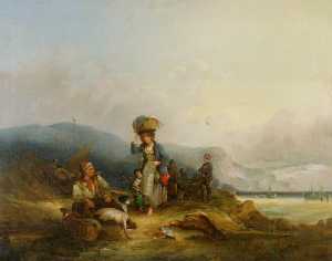 William Shayer Senior - Fisherfolk and Their Catch by the Sea
