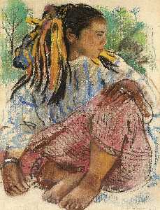 Zinaida Serebriakova - Portrait of a young girl. Marrakesh