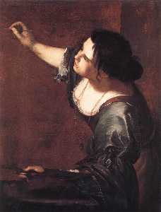Artemisia Gentileschi - Self-Portrait as the Allegory of Painting - (own a famous paintings reproduction)