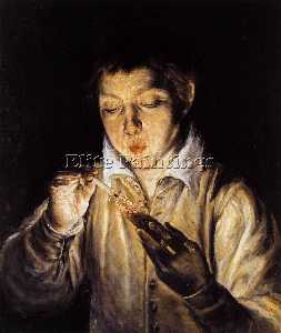 El Greco (Doménikos Theotokopoulos) - A Boy Blowing on an Ember to Light a Candle (Soplón)
