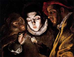 El Greco (Doménikos Theotokopoulos) - An Allegory with a Boy Lighting a Candle in the Company of an Ape and a Fool (Fábula)