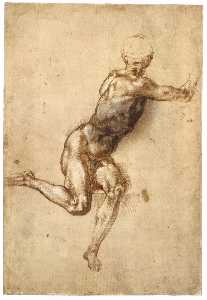 Michelangelo Buonarroti - Sitting Male Nude (recto)