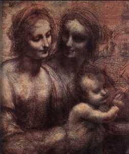 Leonardo Da Vinci - Madonna and Child with St Anne and the Young St John (detail)