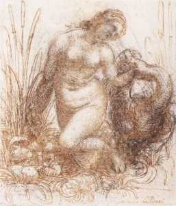 Leonardo Da Vinci - Study for a kneeling Leda