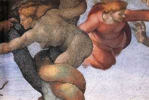 Michelangelo Buonarroti - The Fall and Expulsion from Garden of Eden (detail)