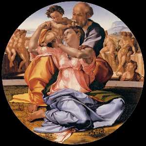 Michelangelo Buonarroti - The Holy Family with the infant St. John the Baptist (the Doni tondo)